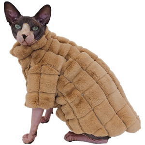 Winter Sphinx Devon Hairless Cat Clothes Fur Plus Velvet Thicken Warm Plaid Jacket Rabbit Fleece Polar Fleece
