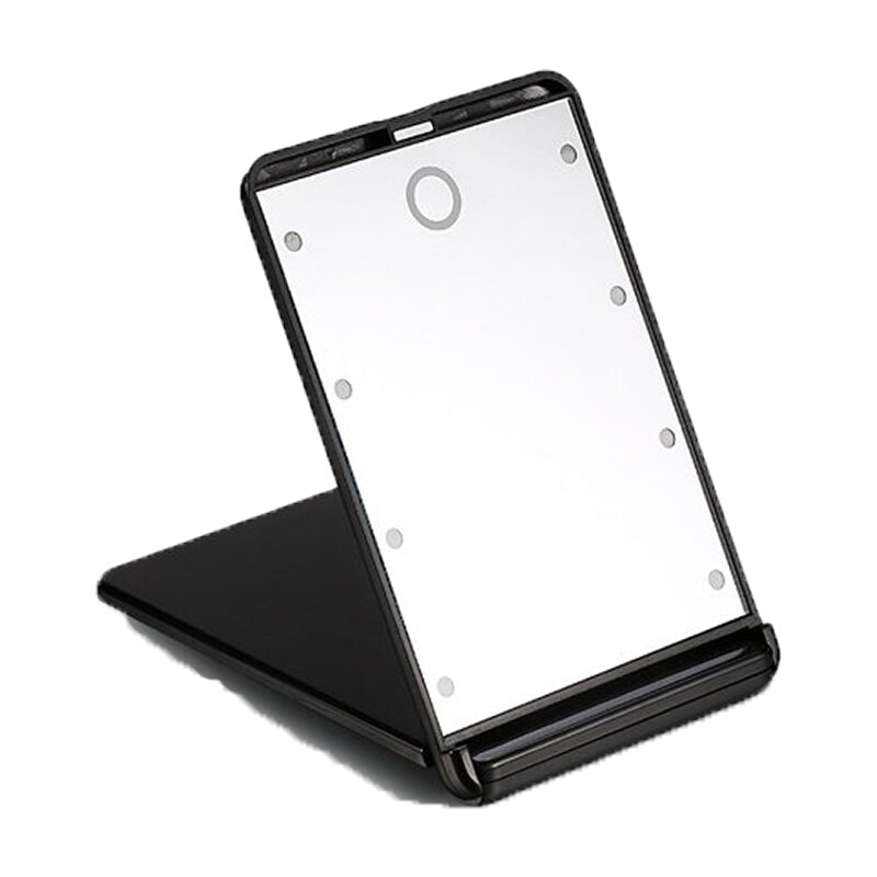 مرآة مستحضرات تجميل بريميوم مغطاة بـ 8 مصابيح LED - أسود