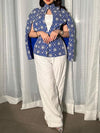 Elegant Ethnic Snowflake Print Jumpsuit and Outwear Two-Piece Set