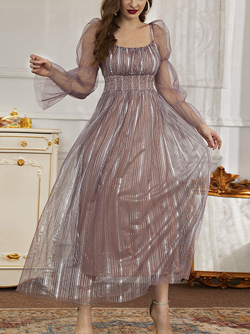 قفطان شيفون برقبة مربعة على الطراز العرقي 