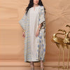 Women v Neck Long Sleeve Batwing Sleeve كامل الطول الطول Kaftan مع طباعة الأزهار