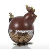 Tooarts Puffy Chicken Wine Cork Container Home Decor Metal Sculpture Animal Craft Gift