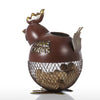 Tooarts Puffy Chicken Wine Cork Container Home Decor Metal Sculpture Animal Craft Gift