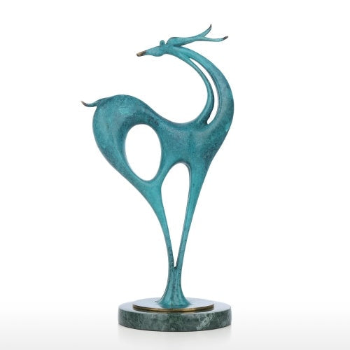 Tooarts| Art Decor Collection Brass Deer Sculpture Lucky Deer Exquisite Handcraft Ideal Art Decor for Home and Office Antiqued Figurine Festival Gift