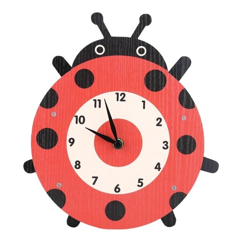 Tooarts Cartoon Animal Clock, Swinging Ladybug Clock, MDF Wooden Wall Clock, Clock for Kids Room Living Room, Home Decor, Easy to Install, One AA Battery Operated(not include)