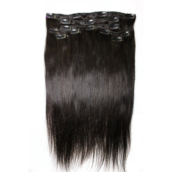 Brazilian Virgin Clip In Hair Extensions - Black