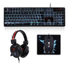 Gaming Keyboard Mouse Headset Set Wired Three-color Backlight Keyboard Colorful LED Breathing Light Mouse Gaming Headset Combo