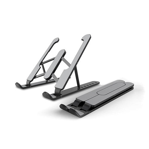 حامل كمبيوتر محمول لوحي بارتفاع 7 مستويات قابل للتعديل وقابل للطي وحامل مكتب محمول ودعامة تبريد للكمبيوتر المحمول مقاس 11-17 بوصة باللون الأسود