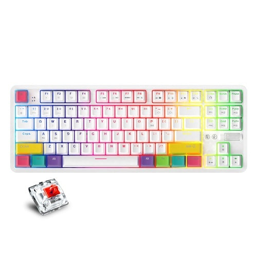 AJAZZ K870T BT &amp; لوحة مفاتيح سلكية مزدوجة الوضع RGB 87 مفتاحًا لوحة مفاتيح الألعاب الميكانيكية
