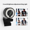 1080P HD Webcam with Ring Fill Light Autofocus Built in Microphone Webcam for Video/Live Streaming/Videoconferencing Smooth Type