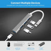 4-in-1 من النوع متعدد الوظائف من النوع-C إلى USB3.0 USB2.0 HUB USB3.1 محول محول الألمنيوم محول الألمنيوم لجهاز الكمبيوتر المحمول باللون الرمادي