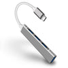 4-in-1 من النوع متعدد الوظائف من النوع-C إلى USB3.0 USB2.0 HUB USB3.1 محول محول الألمنيوم محول الألمنيوم لجهاز الكمبيوتر المحمول باللون الرمادي