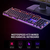 Motospeed K73 104 Keys لوحة مفاتيح الألعاب لوحة مفاتيح ميكانيكية خفيفة مختلطة مع لوحة مفاتيح إنجليزية بتأثير ضوء RGB مع مفاتيح زرقاء