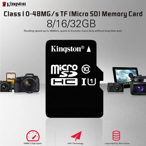 الأصلي الأصلي Kingston Class 10 16GB MicroSDHC TF Flash Card 48MB/S السرعة القصوى
