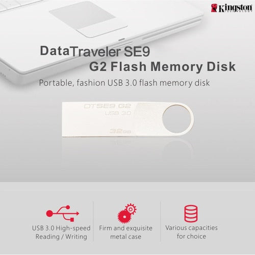 الأصلي الأصلي الأصلي Kingston 100 Mb/s عالي السرعة نقل البيانات DT SE9 G2 USB 3.0 Metal Flash Pen Drive