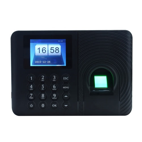 Intelligent Biometric Fingerprint Password Attendance Machine Employee Checking-in Recorder 2.4 inch TFT LCD Screen DC 5V Time Attendance Clock