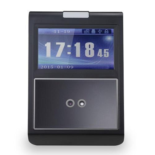 جهاز حضور الوجه وكلمة المرور الموظف يقوم بتسجيل الدخول في مسجل كشوف المرتبات TCP / IP 4.3 بوصة شاشة HVGA تيار مستمر 12 فولت التعرف على الوجه ساعة الحضور