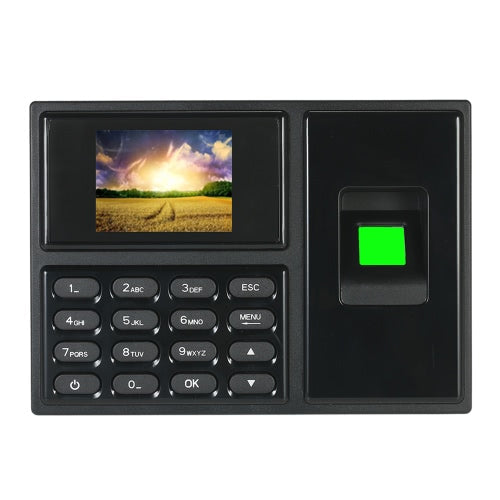 Intelligent Biometric Fingerprint Password Attendance Machine Employee Checking-in Recorder 2.4 inch TFT LCD Screen DC 5V Time Attendance Clock