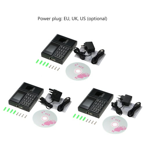 جهاز الحضور والانصراف بكلمة مرور بصمات الأصابع الذكية ، جهاز تسجيل دخول الموظف ، شاشة 2.4 بوصة TFT LCD ، تيار مستمر 5 فولت ، ساعة وقت الحضور