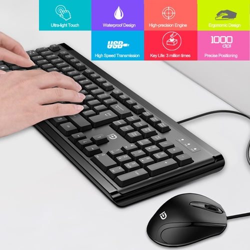 forter iK3320p Ergonomic USB Keyboard 104Keys + Wired 1000DPI Mouse