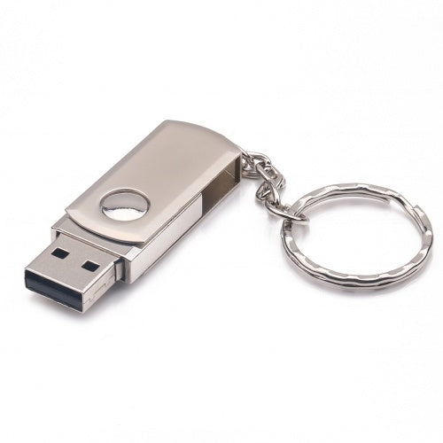 محرك فلاش USB معدني قابل للتدوير USB2.0 32G/64G ذاكرة عصا U القرص مع سلسلة مفاتيح بطاقة فلاش