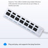 JDL-A7 HUB USB Hub 7 منافذ USB 2.0 مؤشر التبديل المستقل محور فاصل فائق السرعة عالي السرعة مع كابل USB لأجهزة الكمبيوتر المحمولة وماوس USB وماسح ضوئي كاميرا رقمية لوحة مفاتيح USB على شكل U والمزيد