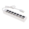 JDL-A7 HUB USB Hub 7 منافذ USB 2.0 مؤشر التبديل المستقل محور فاصل فائق السرعة عالي السرعة مع كابل USB لأجهزة الكمبيوتر المحمولة وماوس USB وماسح ضوئي كاميرا رقمية لوحة مفاتيح USB على شكل U والمزيد
