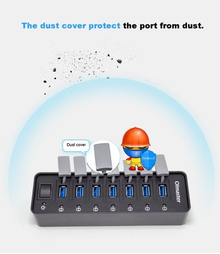 OImaster 7 منافذ USB 3.0 HUB HUB HUB HUB مع مفتاح الطاقة