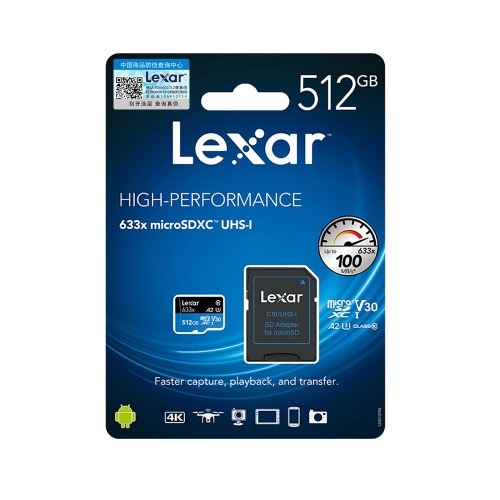 سرعة قراءة بطاقة Lexar TF 95 برميل/الثانية وسرعة الكتابة 20 برميل/الثانية Micro SDHC Class10 UHS-I U1 V10 A1 بطاقات الذاكرة 512 جيجابايت