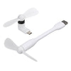 Mini USB Fan + Type-C Phone Fan Portable Cooling Fan Flexible Cooler for Type C Devices Laptop(White)