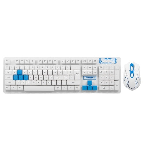 2.4G لوحة مفاتيح لاسلكية وماوس بصري كومبو معلق Keycap قابل للتعديل حامل ماوس ثلاثي الأبعاد لألعاب العمل المكتبية (أسود)
