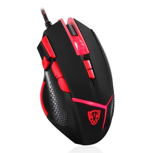 Motospeed Wired Mouse Gaming Mouse 4000DPI 9 أزرار الفئران البصرية مع مجموعة ضبط الأثق