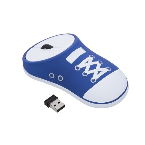 Wireless Rechargeable Mouse Sneaker Mice 2.4G Wireless Office Mouse Silent Click Auto-sleep Plug and Play (Blue)