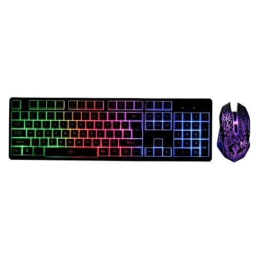 لوحة مفاتيح وماوس كومبو N-Key Rollover ماوس ألعاب سلكي لوحة مفاتيح مكتبية صامتة ماوس RGB 104 مفاتيح