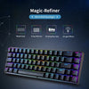 Magic-Refiner MK14 RGB لوحة مفاتيح بإضاءة خلفية 68 مفتاحًا لوحة معدنية N-key Rollover لوحة مفاتيح الألعاب مفتاح أزرق أغطية مفاتيح عائمة 18 تأثيرات ضوئية سوداء
