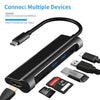 متعدد الوظائف 6 في 1 Type-C Hub Type-C إلى USB3.0 HD محول مع SD TF فتحة بطاقة USB3.1 محول التوصيل والتشغيل أسود
