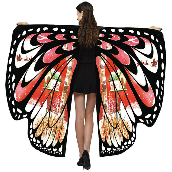 Christmas Butterfly Print Fashion Capes - Multicolor