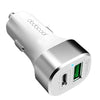 شاحن سيارة dodocool بقوة 33 وات بمنفذين مع شحن سريع 3.0 ومنفذ شحن بمخرج USB-C لهاتف iPhone