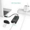 dodocool USB-C 3.1 to 3-Port USB-A 3.0 Hub with Gigabit Ethernet Adapter and Power Delivery Black