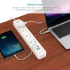 dodocool Smart 1100W 4-outlet Surge Protector 1440 Joules Power Strip with 20W 4-Port USB Charger 4.92ft Cord Extension Lead On/Off Switch LED Indicator for Smartphones Tablets and More US Plug AC125V White