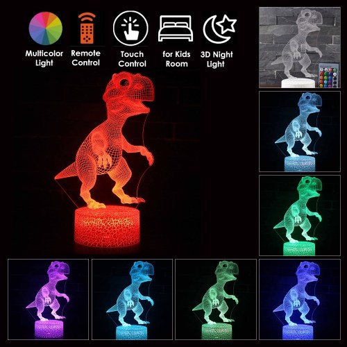 ضوء ليلي LED ثلاثي الأبعاد على شكل ديناصور
