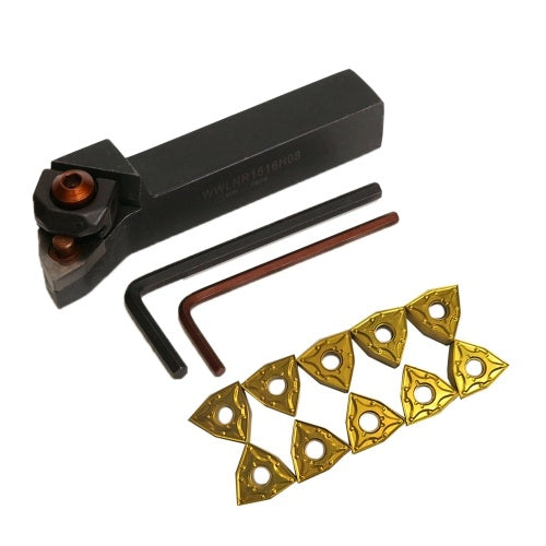 مجموعة أدوات تحول المخرطة WWLNR1616H(K)08 حامل + 10 قطعة WNMG0804 إدراجات + 2 قطعة مفاتيح