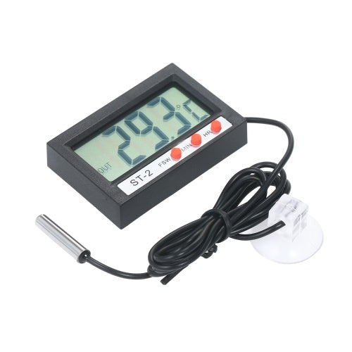 LCD الرقمية حوض السمك ميزان الحرارة تررم ميزان الحرارة خزان الأسماك قياس درجة الحرارة مراقبة درجة الحرارة مع زر التحقيق خلية الشريط الشريط شفط كأس للثلاجة الفريزر الزواحف غرفة مختبر سيارة التخييم