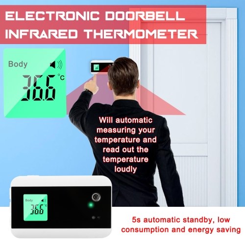 FTW03 المنزلية مقياس حرارة الأشعة تحت الحمراء من جرس الباب الإلكترونية مع وظيفة قياس درجة الحرارة والبث