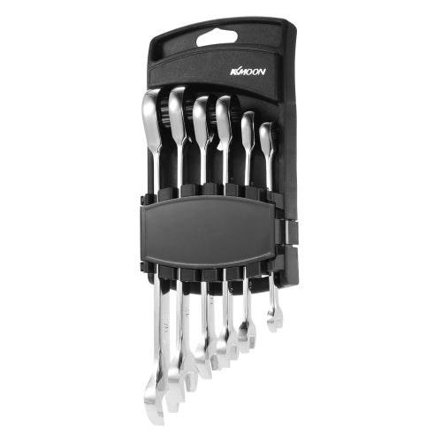 KKmoon 6 قطعة 8/10/13/14/17/19 مم مجموعة مفاتيح ربط بسقاطة مزدوجة الأطراف مجموعة مفاتيح ربط مفتوحة للسيارات أدوات إصلاح السيارات برأس ثابت
