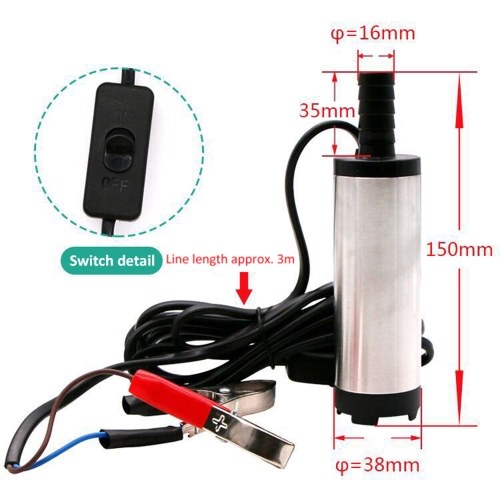 38mm 12V/24V DC Diesel Fuel Water Oil Car Camping Pump