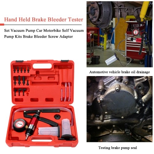 Hand Held Brake Bleeder Tester Set Vacuum Pump Car Motorbike Self Vacuum Pump Kits Brake Bleeder Screw Adapter