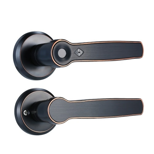 مجموعة قفل بصمة الإصبع الذكي بدون مفتاح، رافعة باب إلكترونية بيومترية مضادة للسرقة، أقفال أبواب مع قفل ثابت للمنزل والمكتب والمدرسة والأبواب الخشبية أو الحديدية باللون الأسود البرونزي