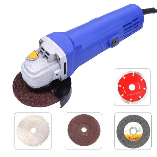 Kkmoon High Power Household Angle Grinder Cutting Machine Hand-held Grinder Waxing Polishing Electric Tool Blue 100mm