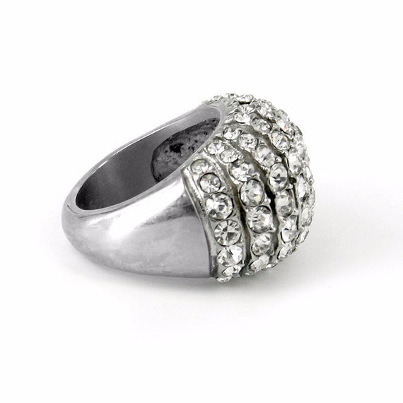 خاتم كريستال كامل ممتاز على شكل مروحة - فضي 